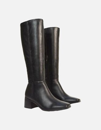 XY London Womens XY London Womens/Ladies Ruby Square Toe Low Block Heel Knee-High Boots - Black - Size: 5