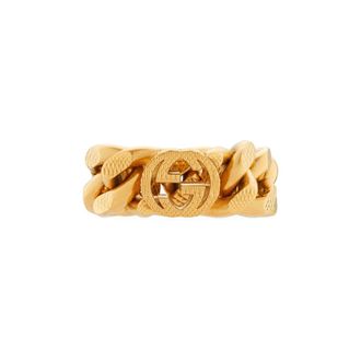 Gucci Rings, female, Yellow, Size: XS Interlocking G Gourmette Chain Ring