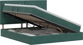 vidaXL Cama Con Almacenamiento Y Colch&oacute;n Verde Oscuro 140 X 200 Cm Vidaxl