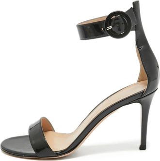 Gianvito Rossi Sandali Portofino in pelle verniciata con cinturini 90mm Pre-owned - Nero