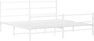 vidaXL Estructura Cama Sin Colch&oacute;n Con Estribo Metal Blanco 193x203 Cm Vidaxl