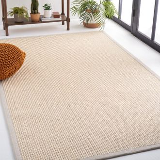 Safavieh Natural Fiber Machine Made Area rug, Light Grey Solid / Tonal Style Easy Care