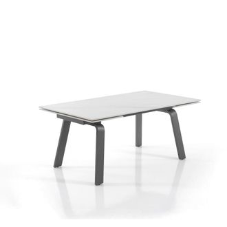 Oresteluchetta Mesa extensible cer&aacute;mica/acero blanco-gris 76,5x90x160-240 cm