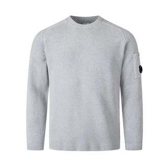 C.P. Company Round-neck Knitwear, male, Blue, Size: XL Crewneck Lens Sweater