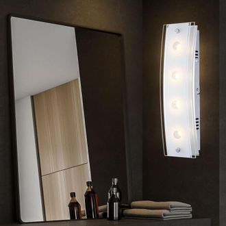Globo Lighting Lampada da parete 4 fiamme applique cromo lampada da soggiorno corridoio vetro parzialmente satinato, interruttore, 4x led 5W 200Lm bianco caldo