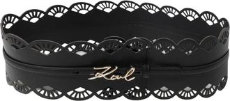 Karl Lagerfeld Lederen riem met uitsparingen - Dames - Riemen - Zwart - 85 CM - Leer - Accessoires