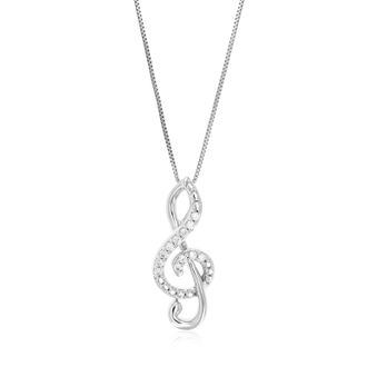 Vir Jewels 1/10 cttw Lab Grown Diamond Musical Pendant Necklace in Sterling Silver with Chain For Women