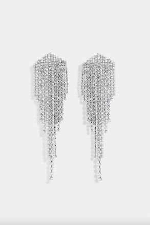 Nicole Romano Womens Blissmine Crystal Waterfall Earring In Silver