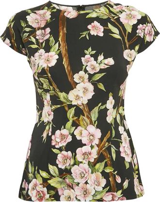 Dolce & Gabbana Top met bloemenprint - Zwart