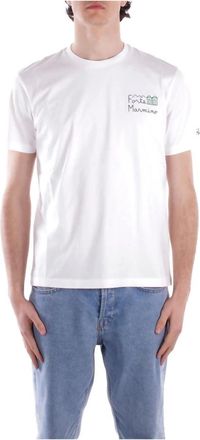 Saint Barth Tops, Heren, Wit, S, Katoen, Logo T-shirt met voorkantlogo