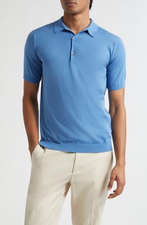 John Smedley Jersey Polo in Skye Blue at Nordstrom, Size Xx-Large