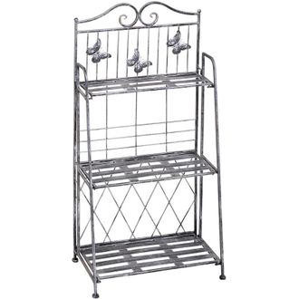 OUTSUNNY Estanter&iacute;a Para Plantas Plegable Soporte Para Plantas De 3 Niveles Con Estructura De Metal Para Interior Y Exterior Gris Plateado - Outsunny