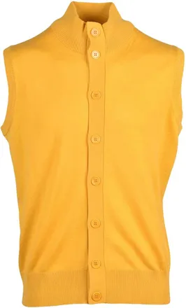 KANGRA Kangra Cotton Wool Blend Vest With Ribbed Collar And Structured Silhouette