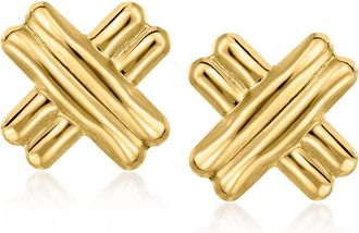 Canaria Canaria 10kt Yellow Gold Ribbed X Stud Earrings