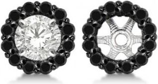 Allurez Round Cut Fancy Black Diamond Earring Jackets 14k White Gold (0.50ct)
