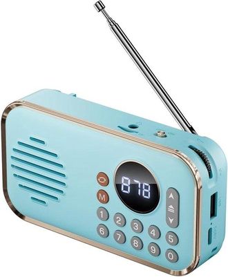 No Brand Radio Fm Port&aacute;til Recargable, Peque&ntilde;o Altavoz Inal&aacute;mbrico Bluetooth, Sonido Est&eacute;reo Envolvente, Usb, Radios Vintage Azules