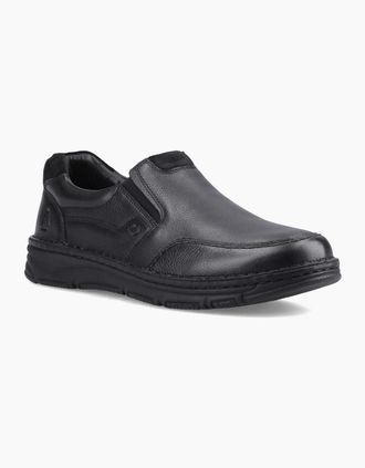 Hush Puppies Mens Hush Puppies Franco Slip on Leather Mens Black Loafers - Size: UK 12 / eu 47 / us 14
