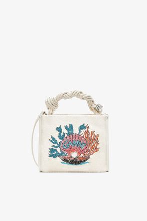 Ganni White Small Bou Crossbody in Terry