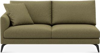 Castlery Lena Left Arm 2 Seater Sofa Customized, Performance Boucle Moss, Matte Black Legs, Spill Resistant, Removable Covers for Castlery