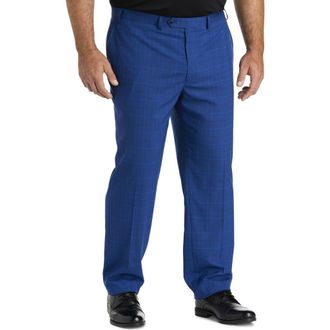 Michael Kors Big & Tall Windowpane Suit Pants in Blue at Nordstrom, Size 52 X 32