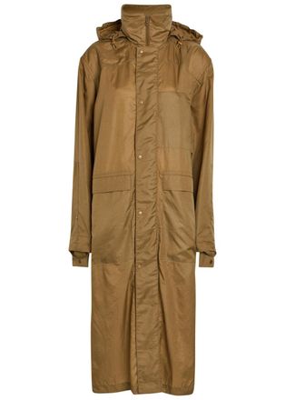 Christophe Lemaire Hooded Water-repellent Nylon Raincoat - Camel - S (UK8-10 / S)