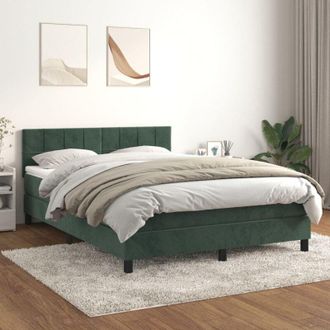 vidaXL Vidaxl - Cama Box Spring Con Colch&oacute;n Terciopelo Verde Oscuro 140x190 Cm