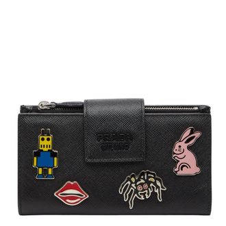 Prada Black Saffiano Leather Long Wallet (Bi-Fold) (Pre-Owned)