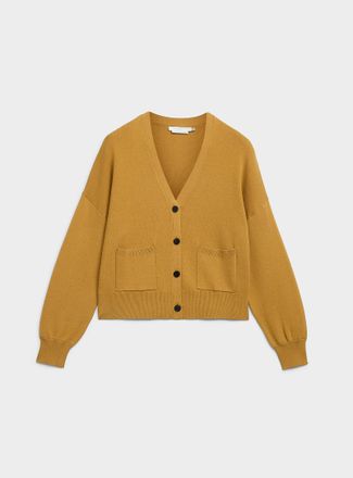 Contemporaine Womens Square V-neck pure cotton Cardigan Sweater