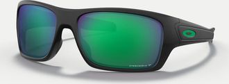 Oakley Turbine - Occhiali da sole rettangolari color nero opaco con lenti a specchio verdi polarizzate