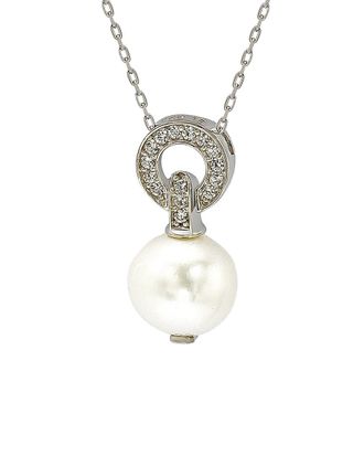 Suzy Levian Silver 0.15 Ct. Tw. Sapphire & 10Mm Pearl Necklace