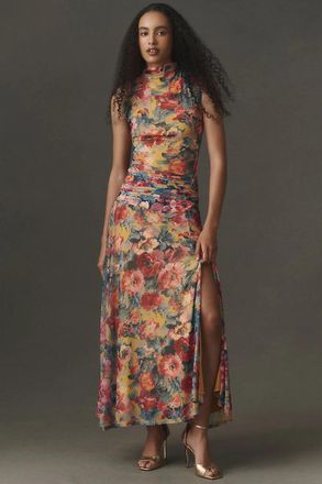 BHLDN Mock-Neck Mesh Maxi Dress