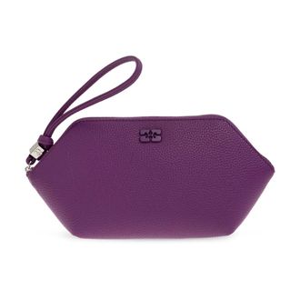Ganni Tassen, Dames, Paars, ONE Size, Leer, Make-up tas van eco-leer