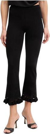 Twinset Geknipte broek met ruches - Dames - Broeken - Zwart - Maat: XS Viscose
