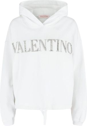 Valentino Script Logo Cropped Hoodie