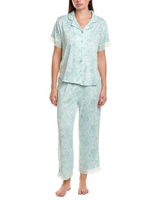 Flora Nikrooz Flora By Flora Nikrooz 2Pc Printed Knit Notch Collar Pajama Set