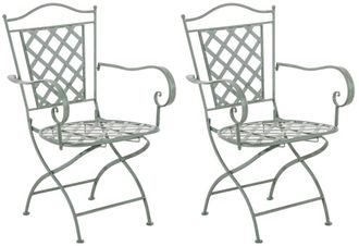 Clp Set 2 sillas de exterior con reposabrazos en Metal Verde antiguo