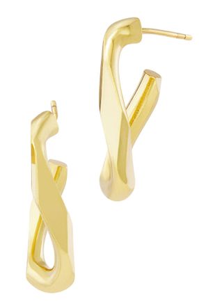 Savvy Cie Jewels GOLD PLATED OVER BRASS OVAL SHAPED HOOP EARRINGS