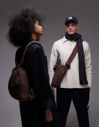 Ölend Ona soft nylon multiwear crossbody bag in chocolate brown