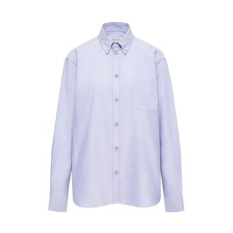 Moncler Oxford Cotton Shirt With Logo Patch - male - Moncler - Casual Shirts - Blue - XL - Shirts