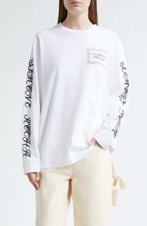Simone Rocha Pillowcase Logo Print Long Sleeve T-Shirt in White/Black at Nordstrom, Size X-Large