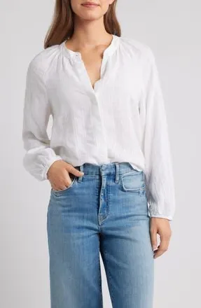 Cloth & Stone Hidden Placket Top in White at Nordstrom Rack, Size X-Large