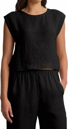 Velvet Linen Top In Black