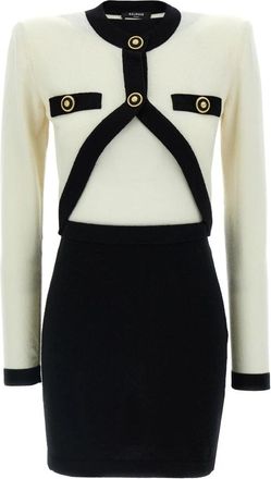 Balmain Filo Leone Catena Jurk - Dames - Korte kleedjes - Veelkleurig - XS - Wol - Kleedjes