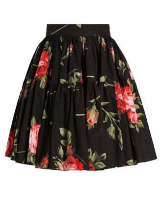 Dolce & Gabbana Bouquet Print Miniskirt - Black