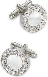 Paul Fredrick Mother Of Pearl & Crystal Cufflinks in Silver at Nordstrom