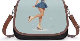 Generic Vintage Pin Up Women Ice Skating Small Womens Crossbody Bags Shoulder Handbag with Adjustable Strap for Travel