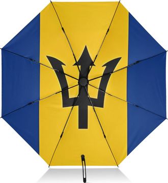 Generic Barbados Flag Umbrellas for Sun Protection Folding Compact Umbrella Windproof Black Auto Open Close Umbrella for Sun and Rain