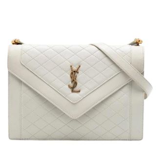 Saint Laurent Pre-owned Cross Body Bags, female, White, Size: ONE SIZE Pre-owned Quilted Lambskin Crossbody Bag