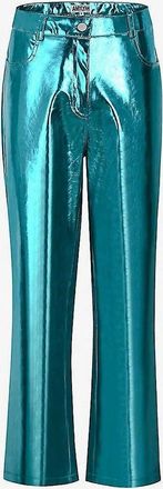 Amy Lynn Womens Lupe Metallic Patterned Five Pocket Pants - Blue - Size: 10/32in