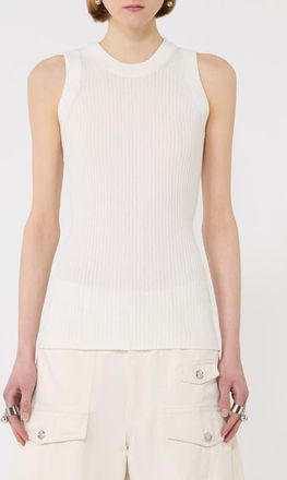Sportmax Tione Sleeveless Ribbed Sweater in White at Nordstrom, Size X-Large